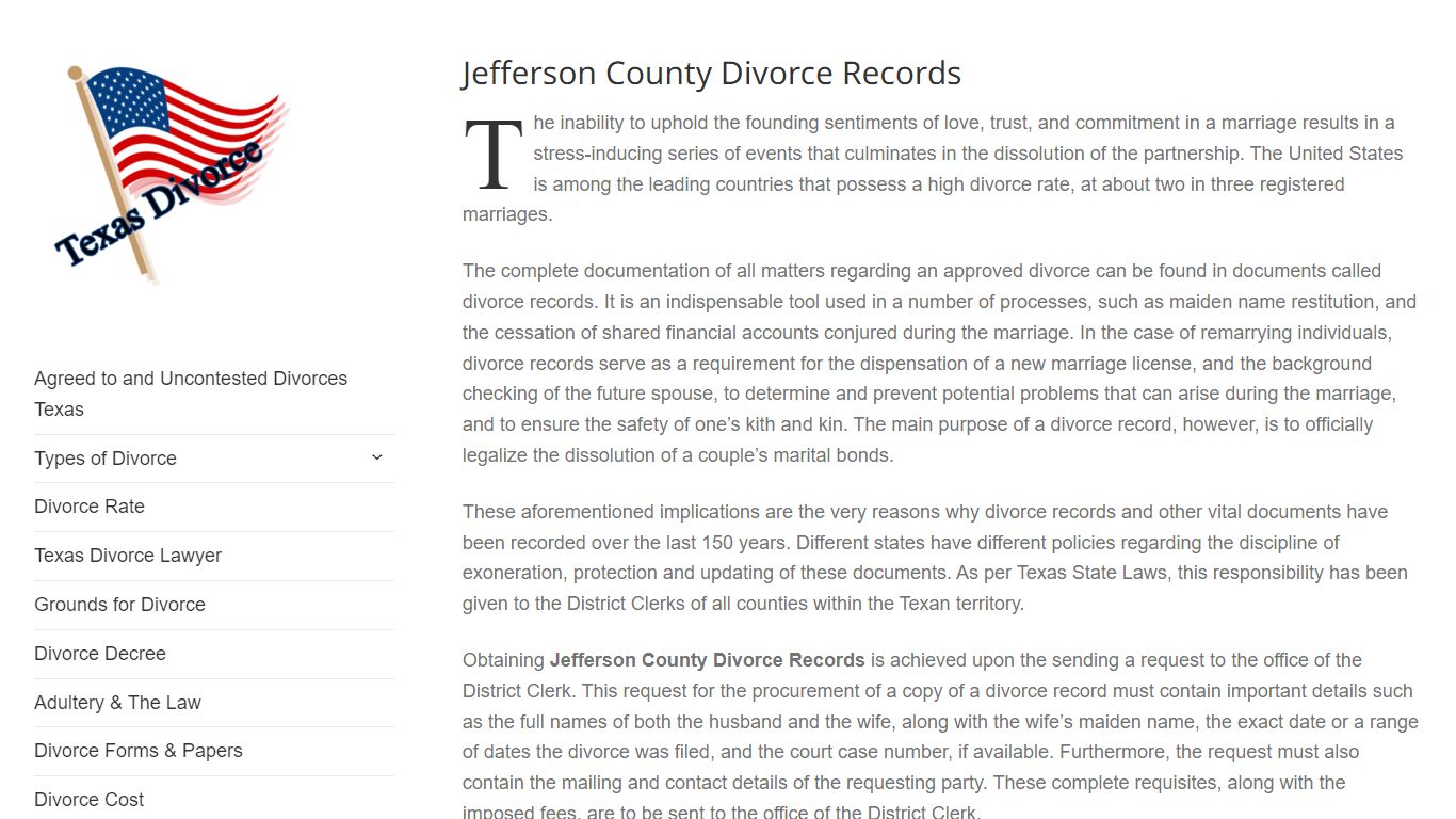 Jefferson County Divorce Records – Divorce in Texas